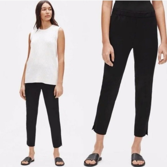 Eileen Fisher Organic Cotton Ankle Pant in Black XS NWT - Picture 6 of 12